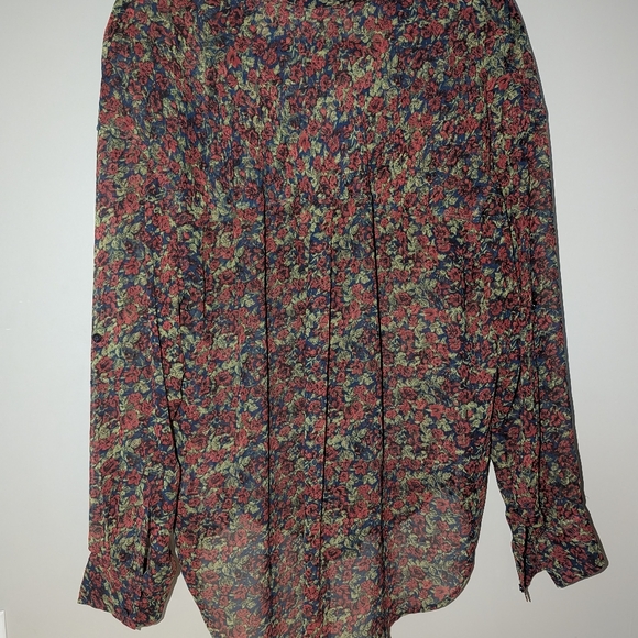 Free People Sheer Rose Floral Hi-low Button up - Picture 4 of 7